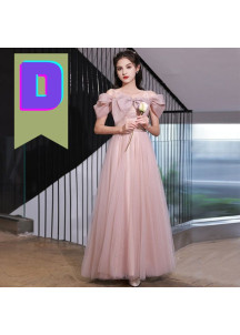 Vestido de dama de honor rosa pálido barato