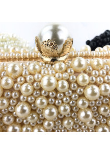 Luxury Evening Clutch Bag Adorned with Delicate Ivory Pearls