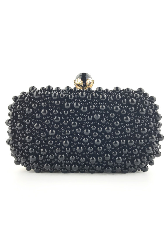 Luxury Evening Clutch Bag Adorned with Delicate Ivory Pearls