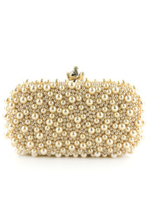 Luxury Evening Clutch Bag Adorned with Delicate Ivory Pearls