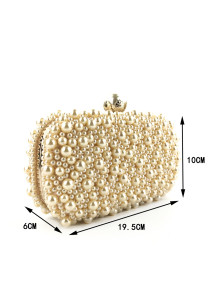 Luxury Evening Clutch Bag Adorned with Delicate Ivory Pearls