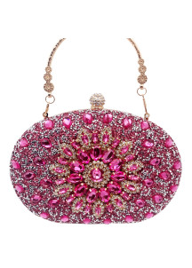 Bolso de Noche Elegante Cubierto de Cristales Rosados Centelleantes