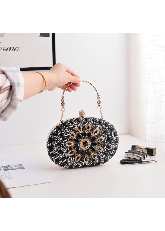 Elegant Evening Clutch Adorned with Sparkling Pink Crystals