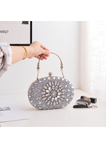 Elegant Evening Clutch Adorned with Sparkling Pink Crystals