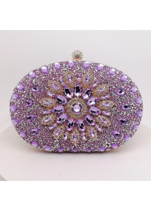 Elegant Evening Clutch Adorned with Sparkling Pink Crystals