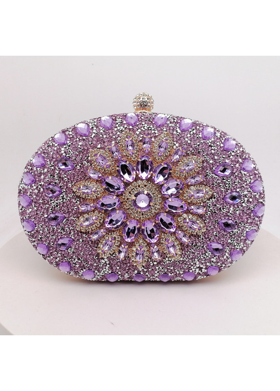 Elegant Evening Clutch Adorned with Sparkling Pink Crystals