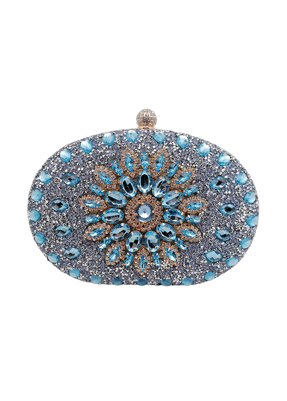 Elegant Evening Clutch Adorned with Sparkling Pink Crystals