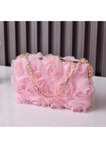 Elegant Evening Clutch with Black Chiffon Flowers