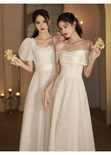 Elegant Ankle-Length White Bridesmaid Dress