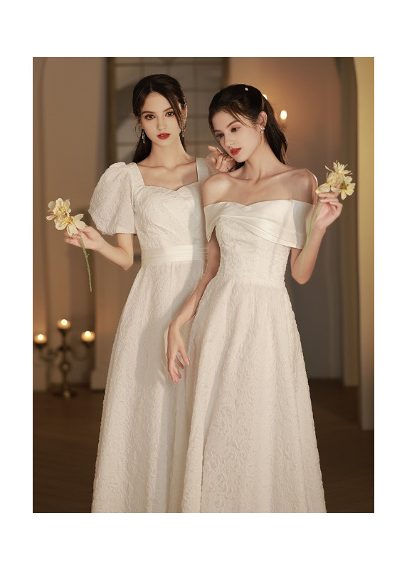 Elegant Ankle-Length White Bridesmaid Dress