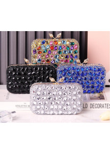 Evening Clutch with Electric Blue Strass Stones