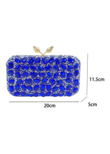 sac de soirée pochette scintillante à strass bleu électrique