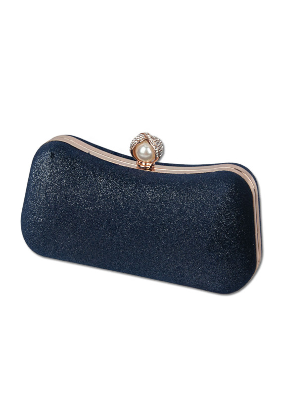 Evening Clutch in Blue Velvet with Sequins