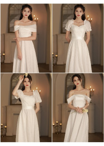 Elegant Ankle-Length White Bridesmaid Dress