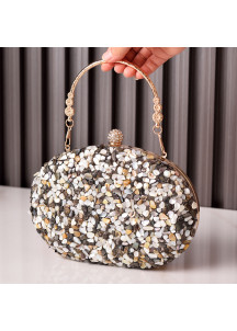 Bolso de Mano de Noche con Acumulación de Pequeñas Piedras