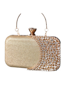 Evening Clutch in Gold with Sparkling Crystals