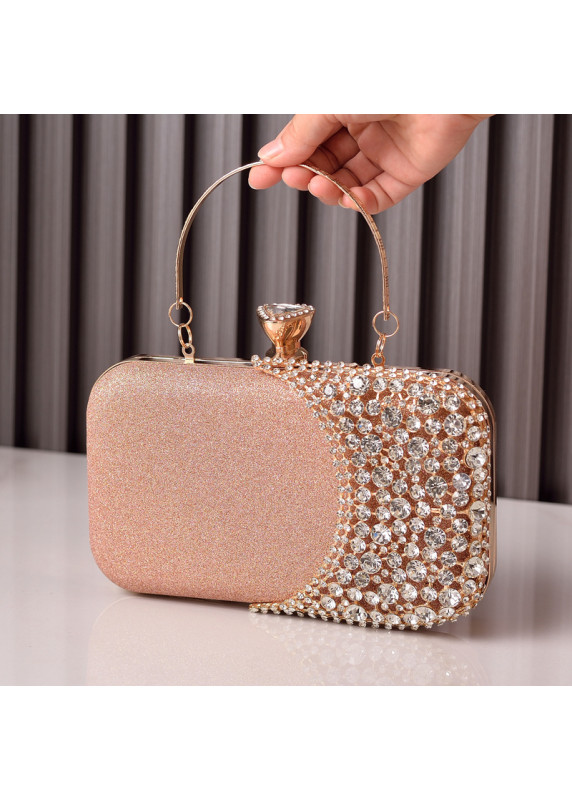 Evening Clutch in Gold with Sparkling Crystals