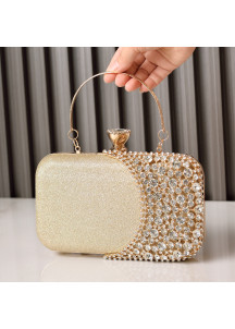 Evening Clutch in Gold with Sparkling Crystals