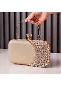 Evening Clutch in Gold with Sparkling Crystals