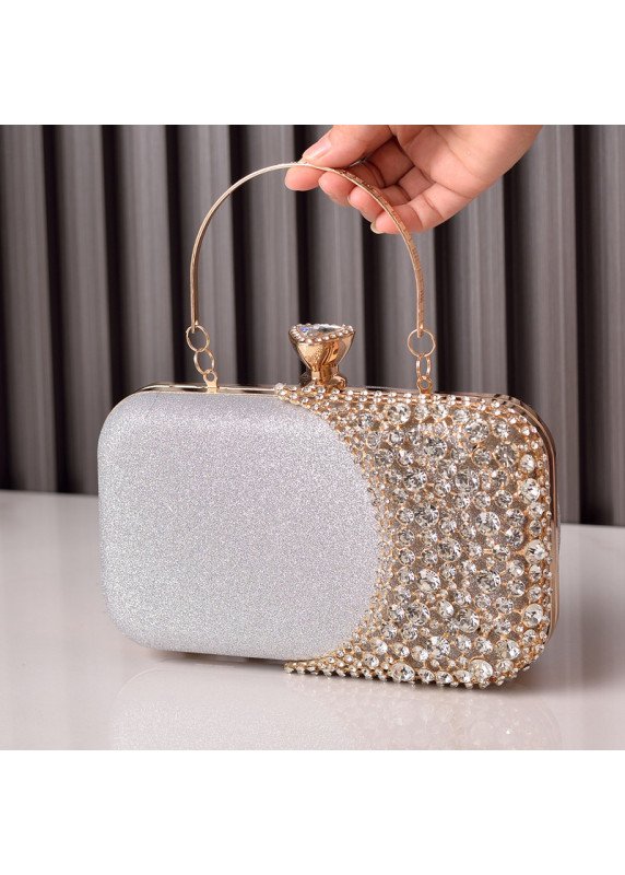 Evening Clutch in Gold with Sparkling Crystals