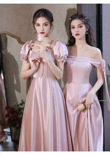 robe de demoiselle d'honneur rose en satin pas cher