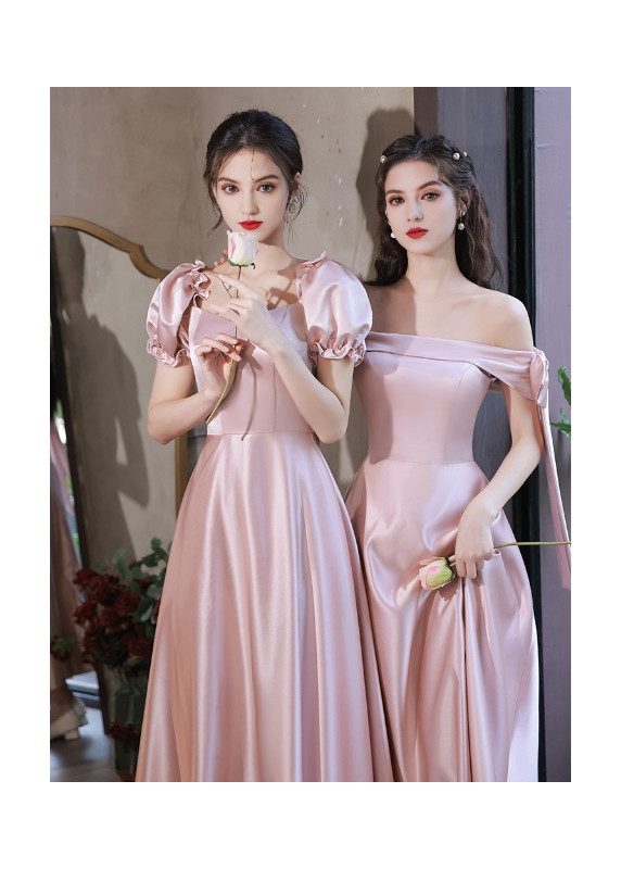 robe de demoiselle d'honneur rose en satin pas cher