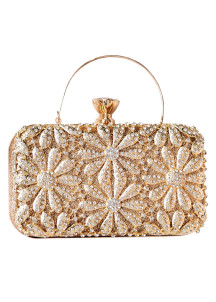 Evening Clutch with Geometric Flowers in Sparkling Crystals