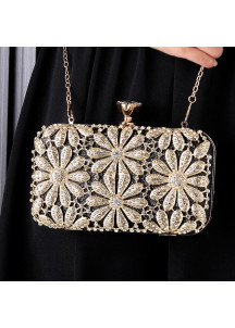 Evening Clutch with Geometric Flowers in Sparkling Crystals