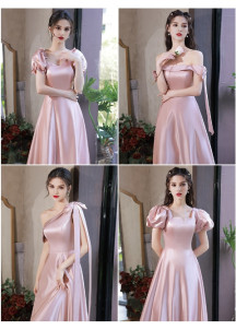 robe de demoiselle d'honneur rose en satin pas cher