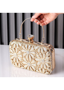 Evening Clutch with Geometric Flowers in Sparkling Crystals