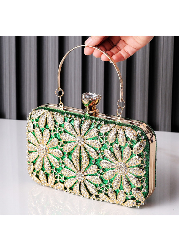 Evening Clutch with Geometric Flowers in Sparkling Crystals