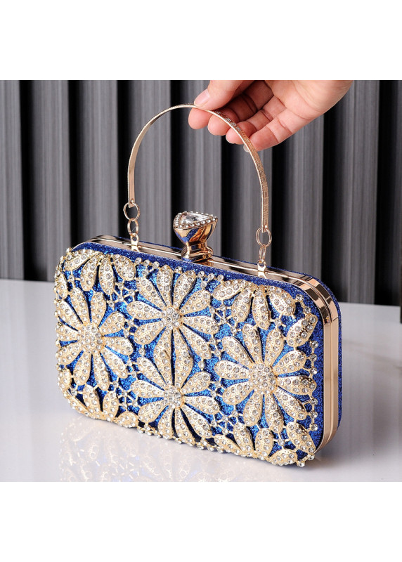 Evening Clutch with Geometric Flowers in Sparkling Crystals