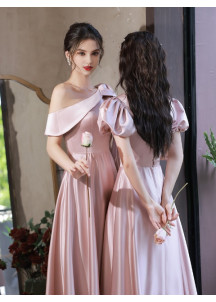 robe de demoiselle d'honneur rose en satin pas cher