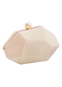 Champagne Evening Clutch with Geometric Shape in Minimalist Style