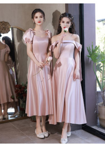 Affordable Satin Rose Bridesmaid Dress