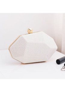 Bolso de Mano de Noche de Champán con Forma Geométrica en Estilo Minimalista