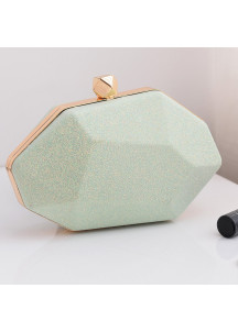 Bolso de Mano de Noche de Champán con Forma Geométrica en Estilo Minimalista