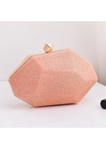 Bolso de Mano de Noche de Champán con Forma Geométrica en Estilo Minimalista