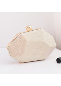 Bolso de Mano de Noche de Champán con Forma Geométrica en Estilo Minimalista