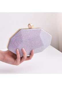 Bolso de Mano de Noche de Champán con Forma Geométrica en Estilo Minimalista