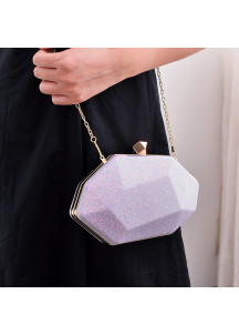 Bolso de Mano de Noche de Champán con Forma Geométrica en Estilo Minimalista