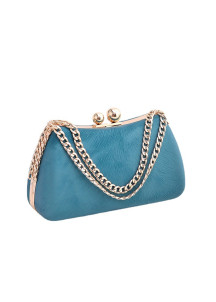 Evening Clutch in Blue Duck PU with Golden Chains