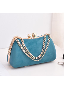 Evening Clutch in Blue Duck PU with Golden Chains