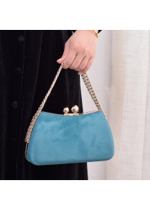 Bolso de Mano de Noche en PU Azul Pato con Cadenas Doradas