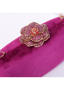 Elegant Rose Fuchsia Velvet Evening Clutch