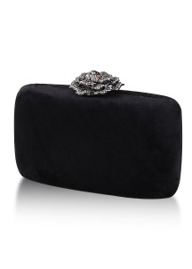 Elegant Rose Fuchsia Velvet Evening Clutch