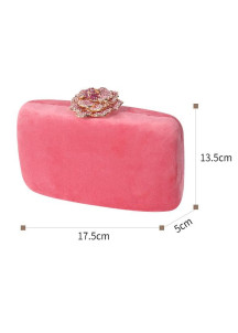 Elegant Rose Fuchsia Velvet Evening Clutch