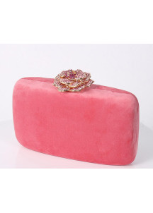 Elegant Rose Fuchsia Velvet Evening Clutch