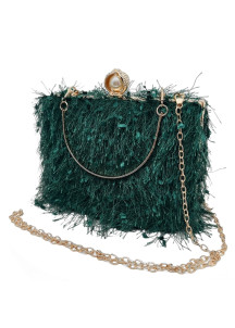 sac à main pochette de soirée en forme de simili plumes irisées de paon