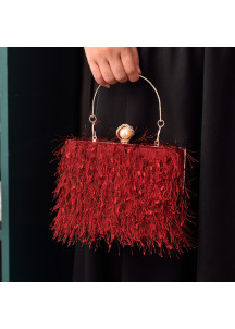 sac à main pochette de soirée en forme de simili plumes irisées de paon